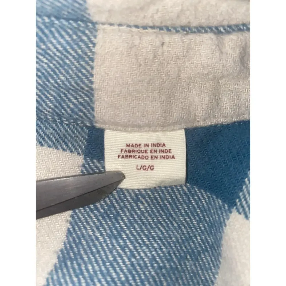 Levi's Shirt Mens Large Blue Plaid Long Sleeve Button Up Flannel Casual
